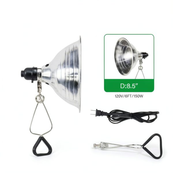 Clamp Lamp Light Simple Deluxe 8.5 inch Aluminum Reflector 6ft Cord-1