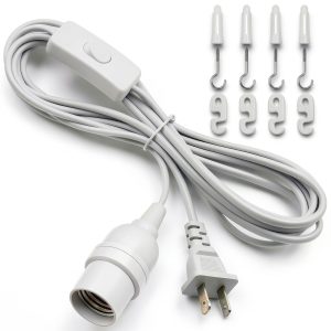 DiCUNO Hanging Lantern Extension Cord Cable, E26 Pendant Light Socket On Off Inline Cord Switch Control Lamp, Switch Close to Polarized Plug, 13 Feet, White, 1-Pack-0