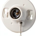 Leviton One-Piece Glazed Porcelain Outlet Box Mount, Incandescent Lampholder, Pull Chain, 29816-C, White-0