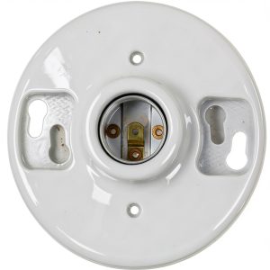 Leviton One-Piece Glazed Porcelain Outlet Box Mount, Aluminum, 49875, White-0