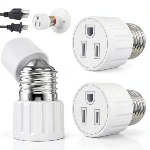 3 Prong Light Socket to Plug Adapter UIOUIOP US 2 Pack White PBT-0