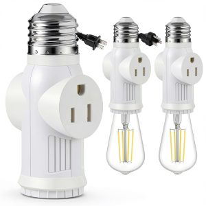 Light Socket Adapter SerBion 3 Prong Splitter White-0