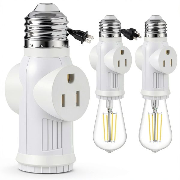 Light Socket Adapter SerBion 3 Prong Splitter White-0