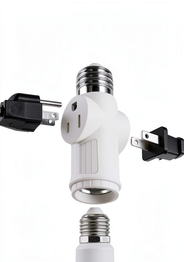 Light Socket Adapter SerBion 3 Prong Splitter White-4